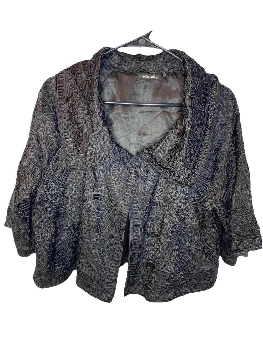 Vintage DOLCE CABO Evening Jacket Black Swirl Women’s Size 10?